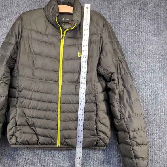 Spyder Men's Puffer Jacket Brown Medium Long Sleeve Full Zipper Polyester - Picture 12 of 14